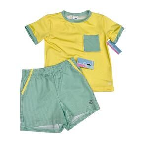 NWT SET 2T Yellow & Green Short set